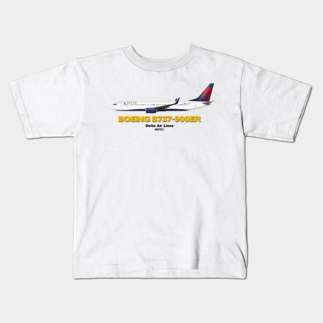 Boeing B737-900ER - Delta Air Lines Kids T-Shirt by TheArtofFlying